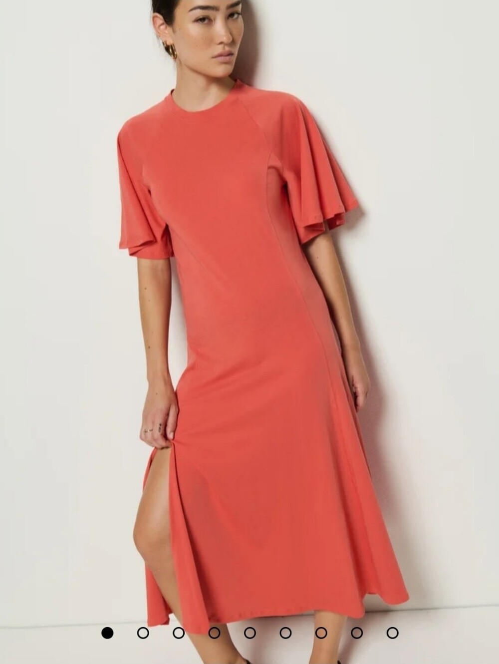 NATION LTD Milley Raglan Coral Flutter Sleeve Midi Dress NEW Medium